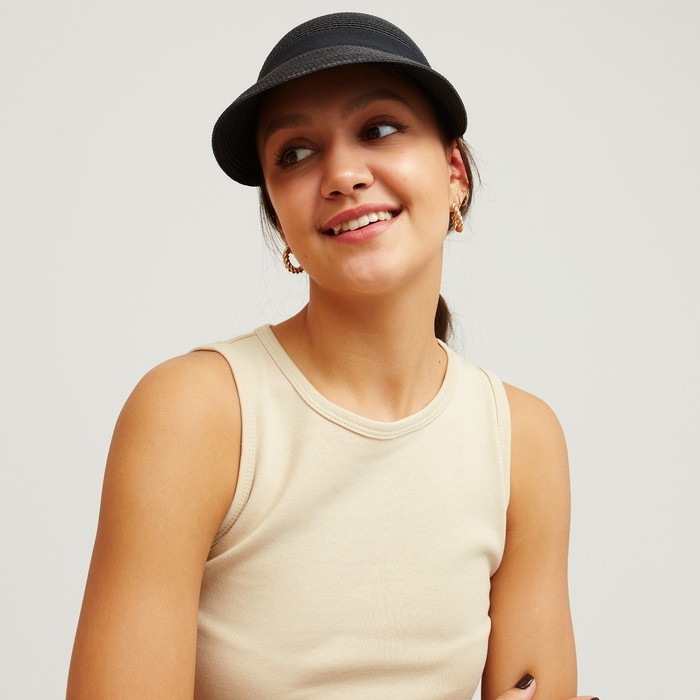 Кепка женская плетёная MINAKU цвет чёрный, р-р 58 Кепка женская плетёная MINAKU цвет чёрный, р-р 58