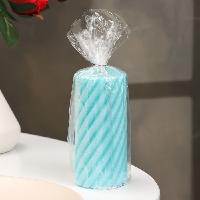 Свеча-цилиндр  Свеча-цилиндр "Спираль", 5х10 см, бирюзовая, 6 ч