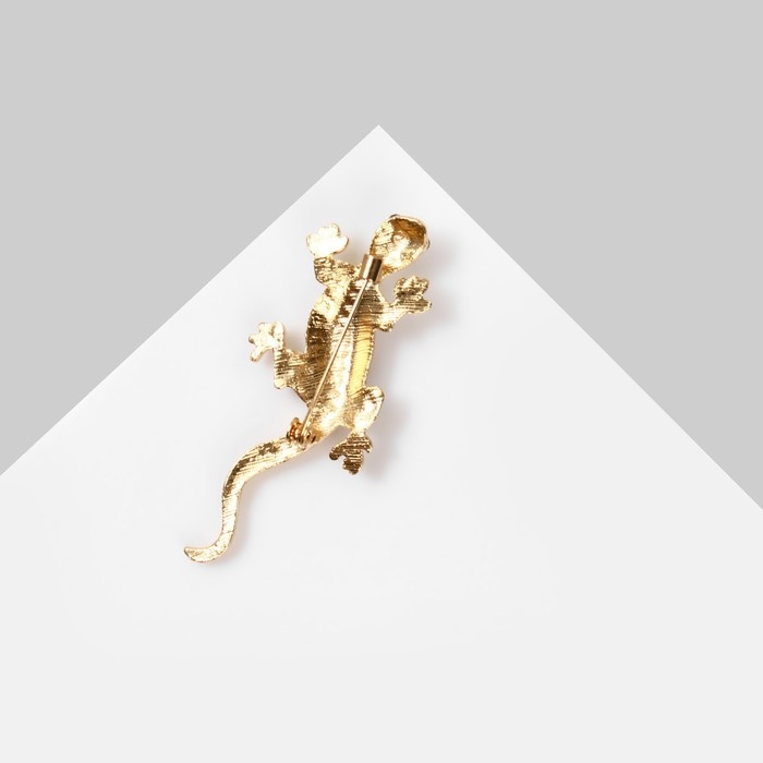 Брошь «Ящерка», цвет красно-зелёный в золоте