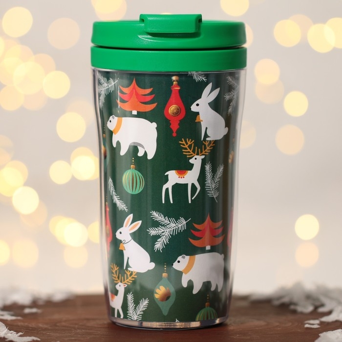 Новый год. Термостакан со вставкой &laquo;Новогодние животные&raquo;, 250 мл