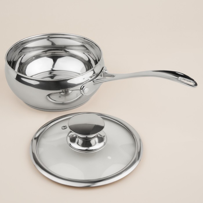 Ковш из нержавеющей стали SL Home «Олла», 1,5 л, d=16 см, h=7,5 см, с крышкой, индукция Ковш из нержавеющей стали SL Home «Олла», 1,5 л, d=16 см, h=7,5 см, с крышкой, индукция