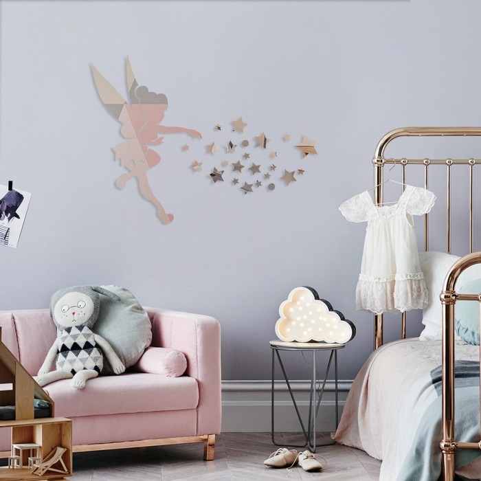 Наклейки интерьерные Наклейки интерьерные "Феечка", зеркальные, декор на стену, панно 46 х 71 см, 28 эл