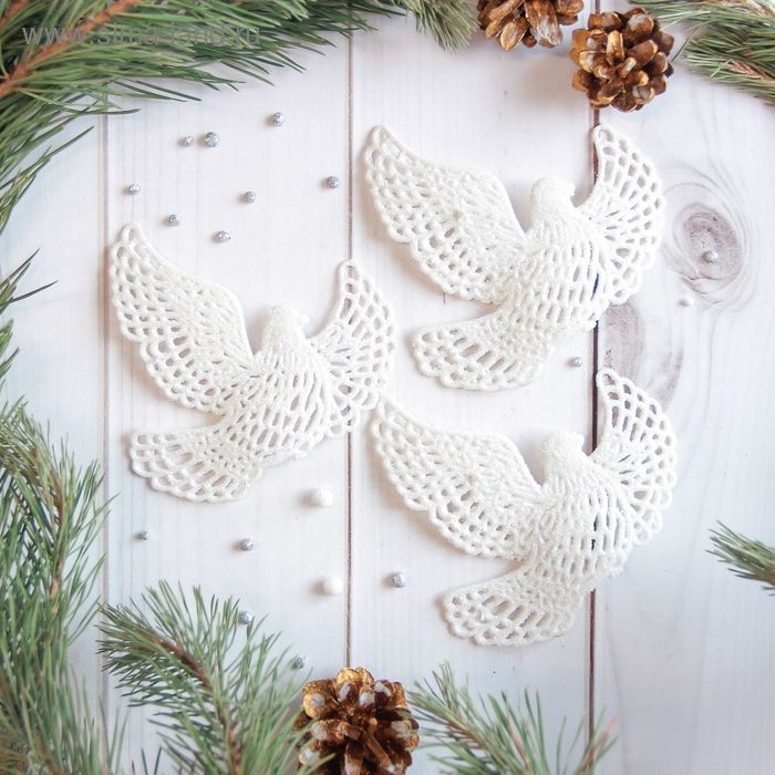 Украшение ёлочное Украшение ёлочное "Белая голубка" (набор 3 шт) 10х11 см