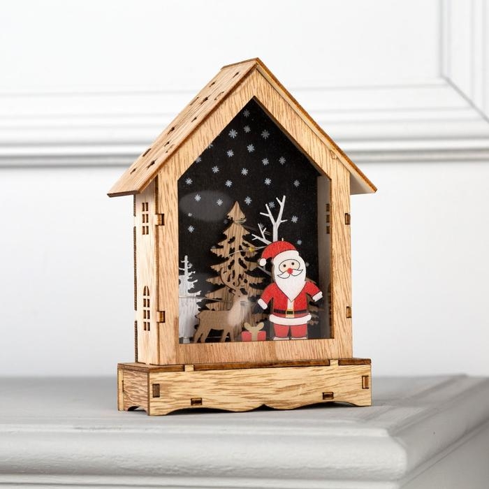 Светодиодная фигура «Дом с Дедом Морозом» 12 × 17 × 4 см, дерево, батарейки АААх2 (не в комплекте), свечение тёплое белое Светодиодная фигура «Дом с Дедом Морозом» 12 × 17 × 4 см, дерево, батарейки АААх2 (не в комплекте), свечение тёплое белое