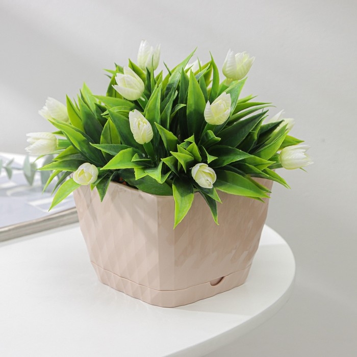 Горшок с поддоном «Классика», 1 л, бежевый Горшок с поддоном «Классика», 1 л, бежевый