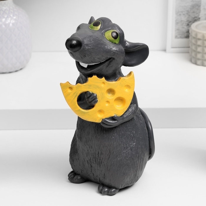 Копилка Копилка "Крыса с сыром" темно-серая, 24х16х14см