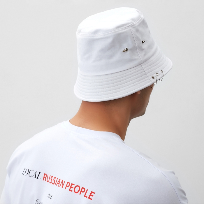 Панама MINAKU с кольцами, цвет белый, размер 56-58 Панама MINAKU с кольцами, цвет белый, размер 56-58