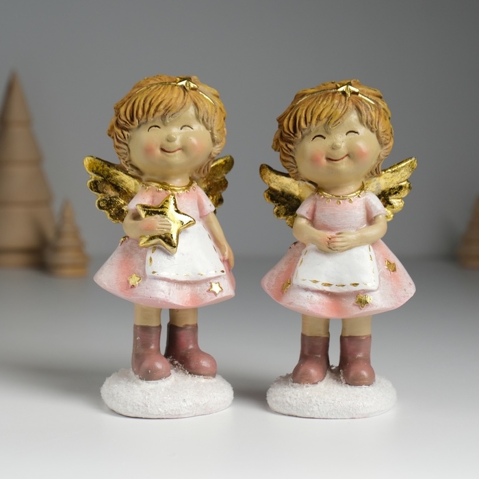 Сувенир полистоун Сувенир полистоун "Ангелочек в розовом платье и белом фартуке" МИКС 6,5х5х12,5 см