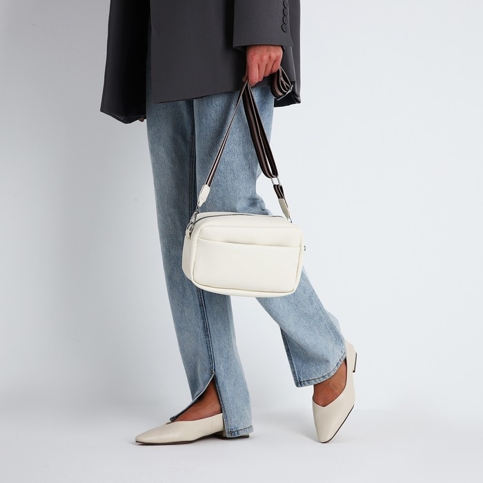 Сумка кросс-боди на молнии, цвет белый