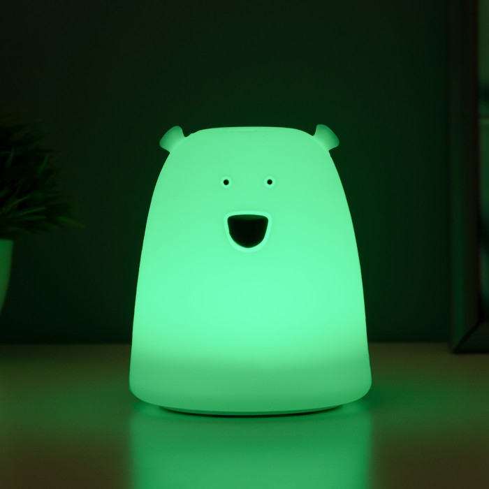 Ночник Ночник "Антистресс мякиш мишка" LED RGB от батареек 3ААА 9х9х10,5 см RISALUX