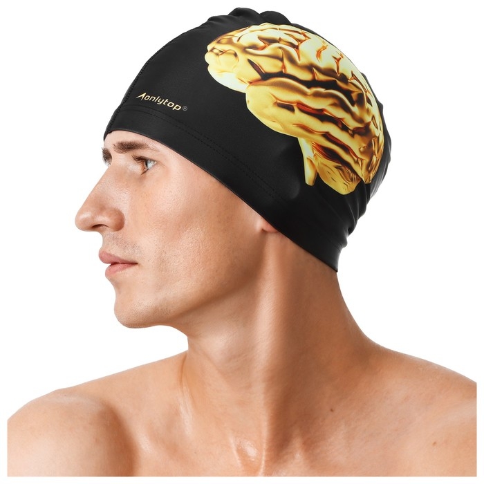Шапочка для плавания ONLYTOP, тканевая, обхват 54-60 см, цвет чёрный Шапочка для плавания ONLYTOP, тканевая, обхват 54-60 см, цвет чёрный