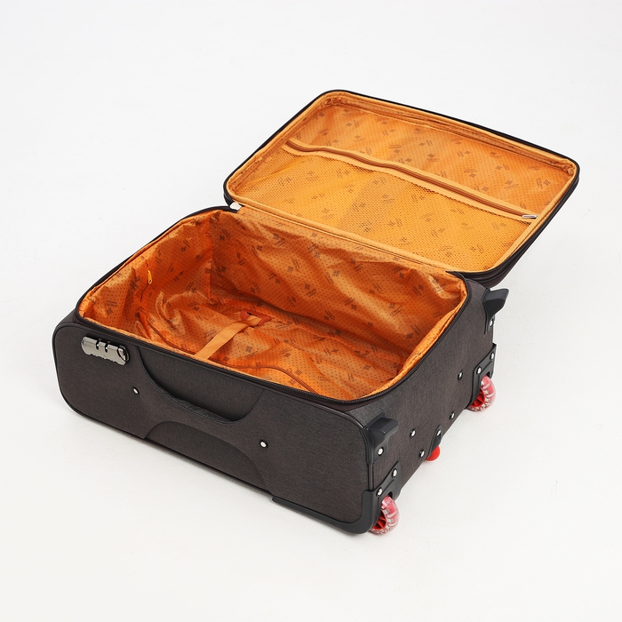 Чемодан средний 52 л (M), отдел на молнии, кодовый замок, с расширением, цвет коричневый Чемодан средний 52 л (M), отдел на молнии, кодовый замок, с расширением, цвет коричневый