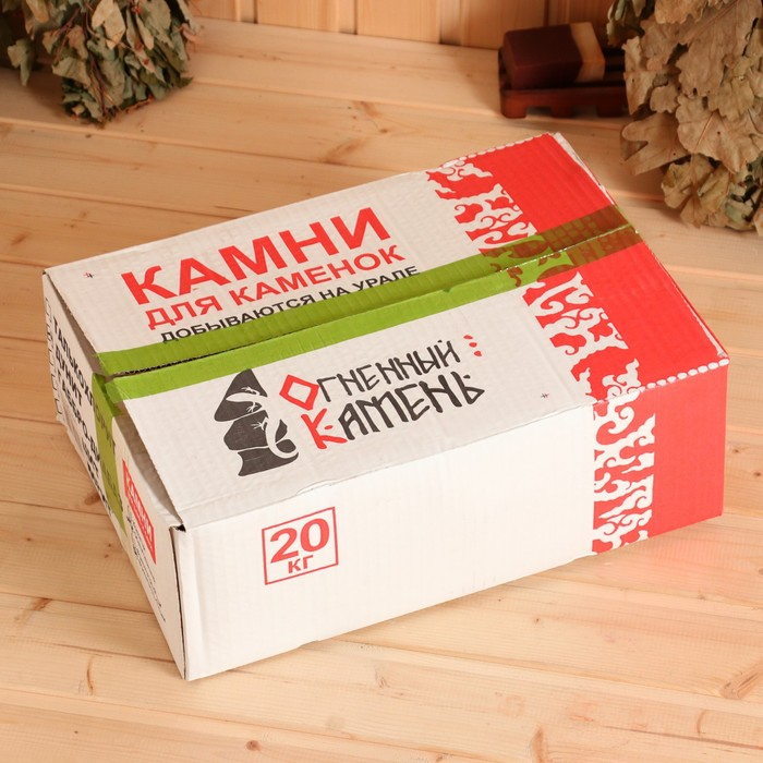 Камень для бани  Камень для бани "Дунит" галтованный, коробка 20 кг, фракция 70-120 мм, мытый
