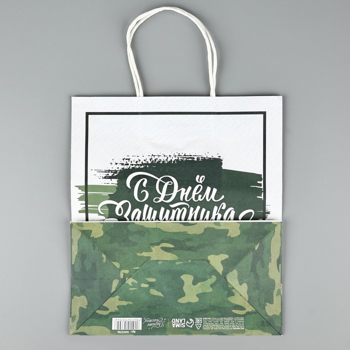 Пакет подарочный крафт «23 февраля», 25 х 22 х 12 см Пакет подарочный крафт «23 февраля», 25 х 22 х 12 см