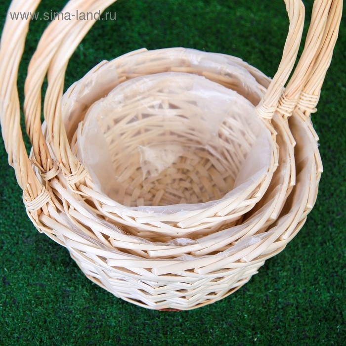 Набор корзин «Плетёнка», 3 шт,( 28×14/45  - 24×13/41 -19×11/37) см, ива натуральная Набор корзин «Плетёнка», 3 шт,( 28×14/45  - 24×13/41 -19×11/37) см, ива натуральная