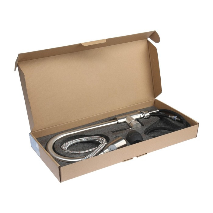 Смеситель для кухни ZEIN Z1752, нержавеющая сталь, с выдвижной лейкой, 2 режима, цвет сатин Смеситель для кухни ZEIN Z1752, нержавеющая сталь, с выдвижной лейкой, 2 режима, цвет сатин