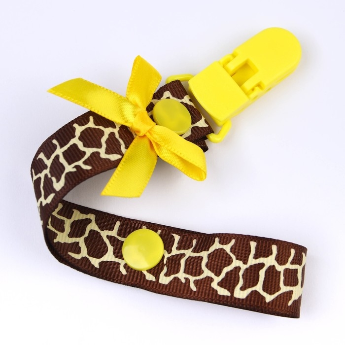 Держатель для соски - пустышки «Жирафик», на ленте Держатель для соски - пустышки «Жирафик», на ленте