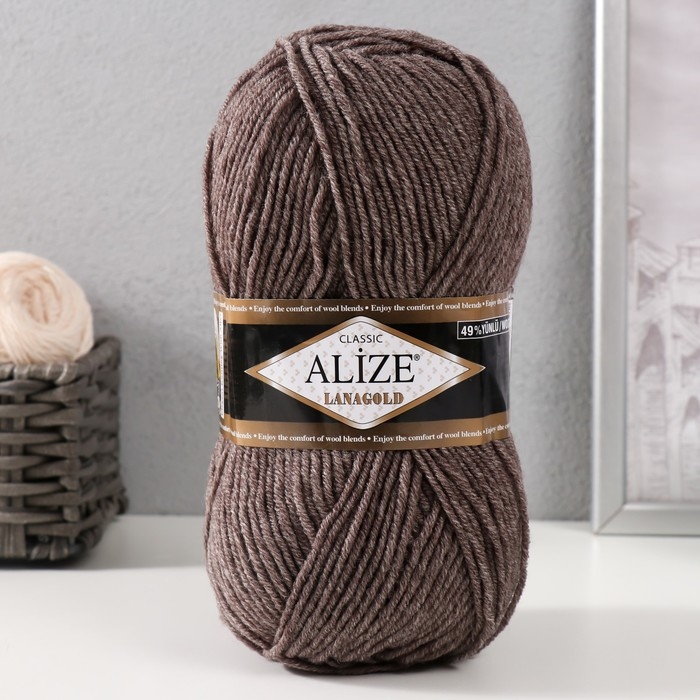 Пряжа Пряжа "Lanagold" 51% акрил, 49% шерсть 240м/100гр (240 св. коричн. мел)