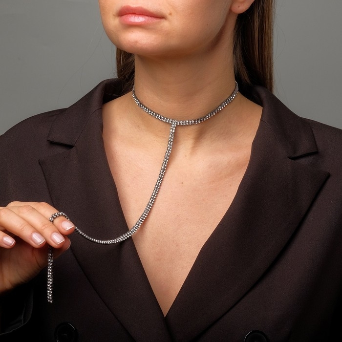 Чокер «Лёд», цвет белый в сером металле, 44,5 см Чокер «Лёд», цвет белый в сером металле, 44,5 см