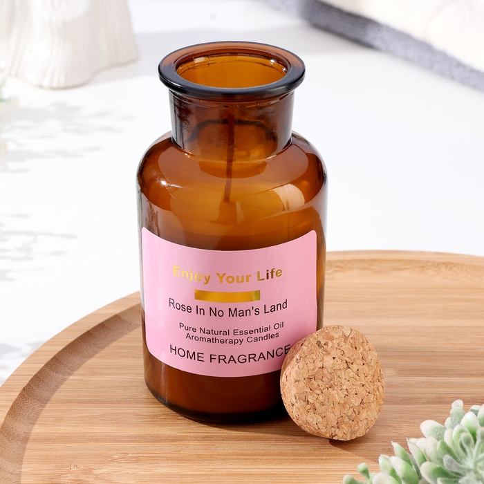 Свеча ароматическая в банке  Свеча ароматическая в банке "Роза", 6х13 см