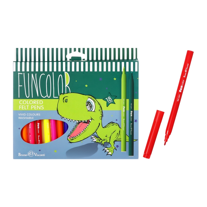 Фломастеры 18цв BrunoVisconti FUNCOLOR, пласт, круг, в карт коробке Фломастеры 18цв BrunoVisconti FUNCOLOR, пласт, круг, в карт коробке