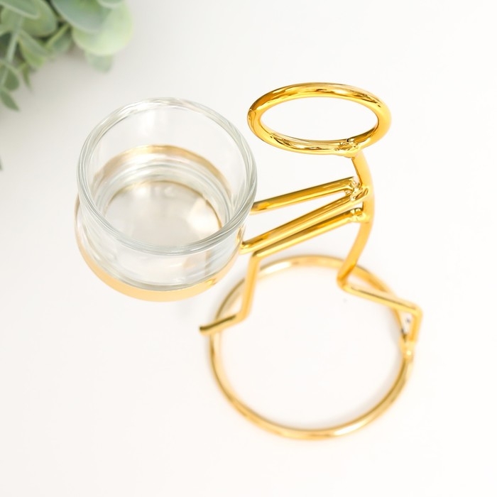 Подсвечник металл, стекло на 1 свечу Подсвечник металл, стекло на 1 свечу "Человечек" d-4,5 см золото 7,5х7,5х18,5 см