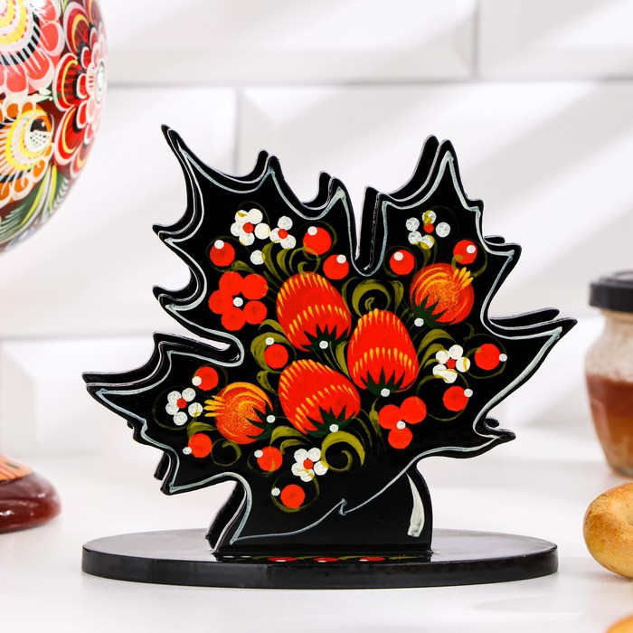 Салфетница «Клён», 12х12 см, хохлома Салфетница «Клён», 12х12 см, хохлома