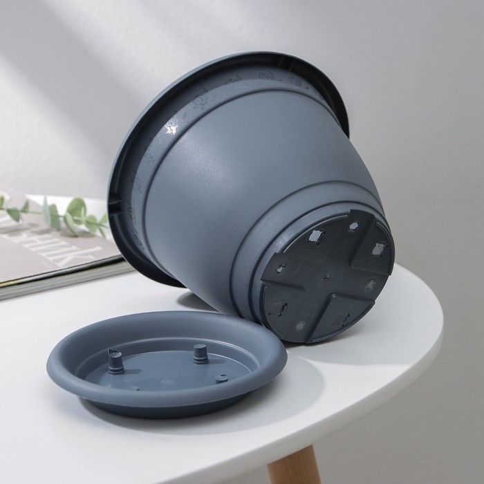 Горшок для цветов с поддоном InGreen Aphrodite, 1.5 л, d=17 см, h=13.5 см, серый Горшок для цветов с поддоном InGreen Aphrodite, 1.5 л, d=17 см, h=13.5 см, серый