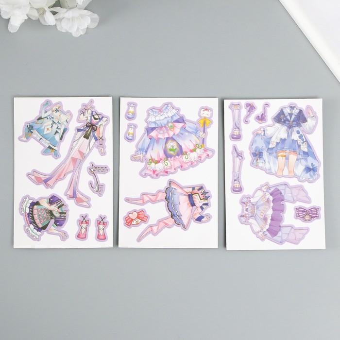 Наклейка-игра Наклейка-игра "Наряды принцессы" МИКС набор 3 листа, 2 куклы 16х11х2 см