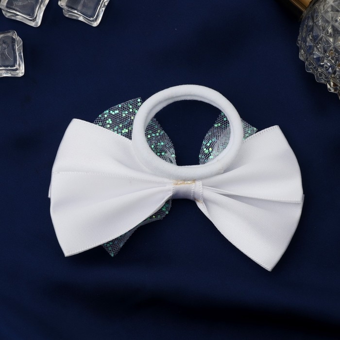 Резинка для волос бант Резинка для волос бант "Школьница" блеск классика,11х8 см, белый