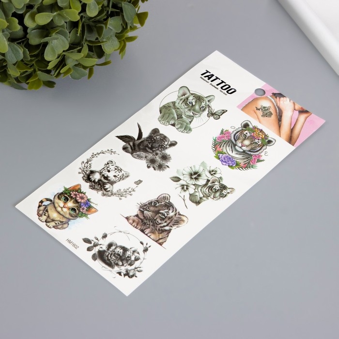 Татуировка на тело цветная Татуировка на тело цветная "Тигрёнок разный" 10х20,5 см