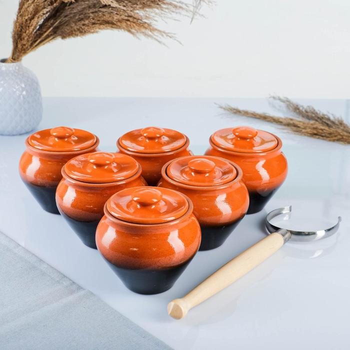 Набор  Набор "Вятская керамика №6" 0,5х6 + ухват, МИКС