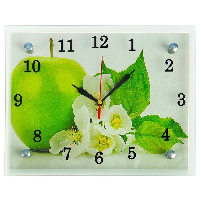Часы-картина настенные, интерьерные  Часы-картина настенные, интерьерные "Яблоко", бесшумные, 25 х 20 см