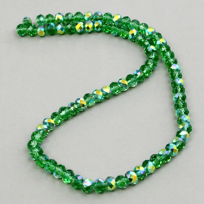 Бусины из стекла, набор 72 шт., размер 1 шт. &mdash; 8 мм, цвет зелёный