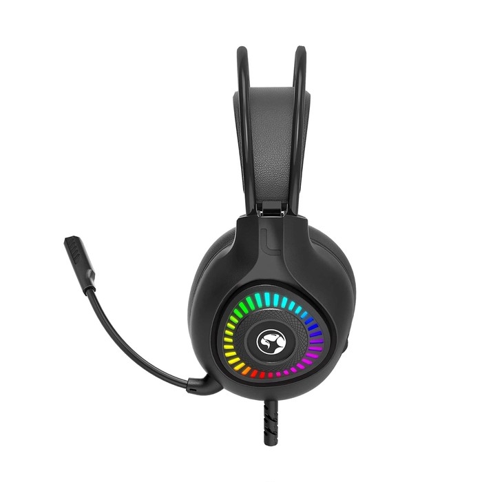 Наушники Marvo H8325, игровые, полноразмерные, микрофон, USB + 3,5 мм, 2 м, RGB, чёрные Наушники Marvo H8325, игровые, полноразмерные, микрофон, USB + 3,5 мм, 2 м, RGB, чёрные