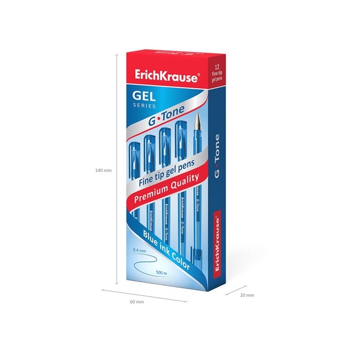 Ручка гелевая ErichKrause G-Tone, узел 0.5 мм, чернила синие, длина линии письма 500 метров Ручка гелевая ErichKrause G-Tone, узел 0.5 мм, чернила синие, длина линии письма 500 метров