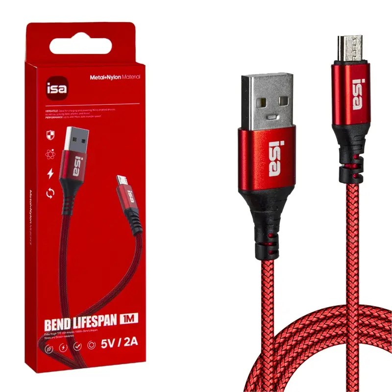 Кабель USB на MicroUSB 1m 2A BX-4 ISA красный