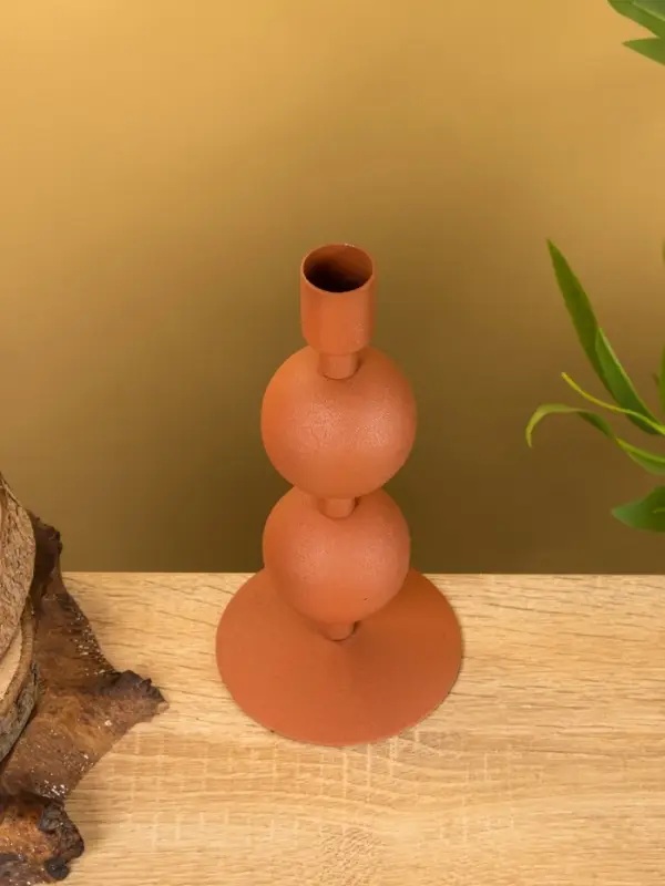 Подсвечник на 1 свечу текстурный  Подсвечник на 1 свечу текстурный "Терракота" с 2 сферами 8,5х8,5х18 см