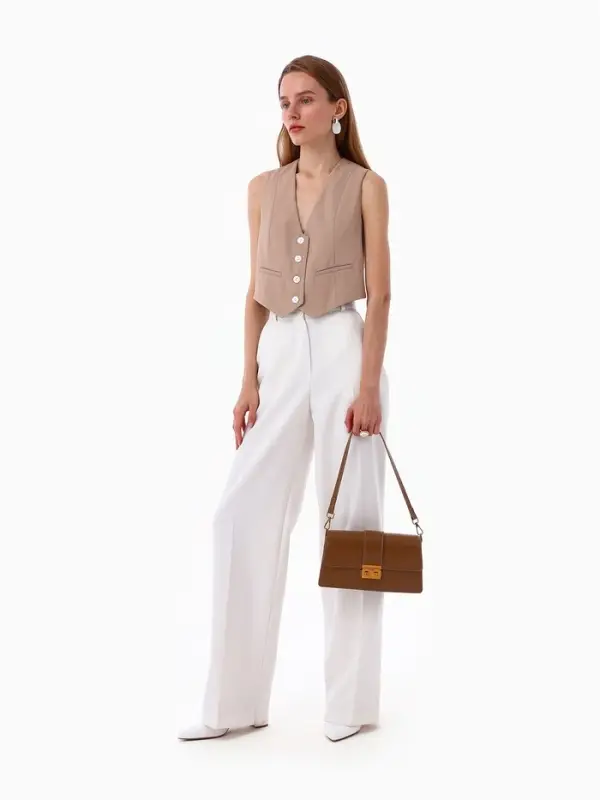 Сумка женская мессенджер TEXTURA на клапане, 26&times;8.5&times;14 см, светло-коричневая