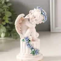 Фигура полистоун "Ангелочек на колонне" 14х7,5х7 см