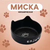 Миска &laquo;Экстаз&raquo;, 200 мл, 12.5&times;4/6.3 см, керамика, чёрная