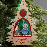 Подвеска световая &laquo;Снегурочка&raquo;, 16&times;3&times;22.5 см, 6 LED, от батареек, свечение тёплое белое