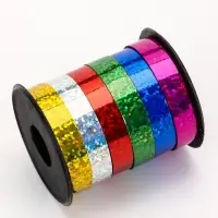 Лента упаковочная голографическая, ассорти, 6 цветов, 0.8 см &times; 3 м