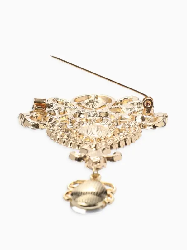 Брошь &laquo;Императрица&raquo;, вензеля, цвет белый в золоте