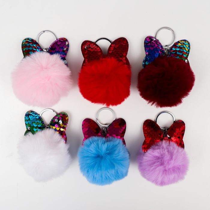 Пушистик на кольце Пушистик на кольце "Шарик с бантиком" пайетки МИКС 10х7х7 см