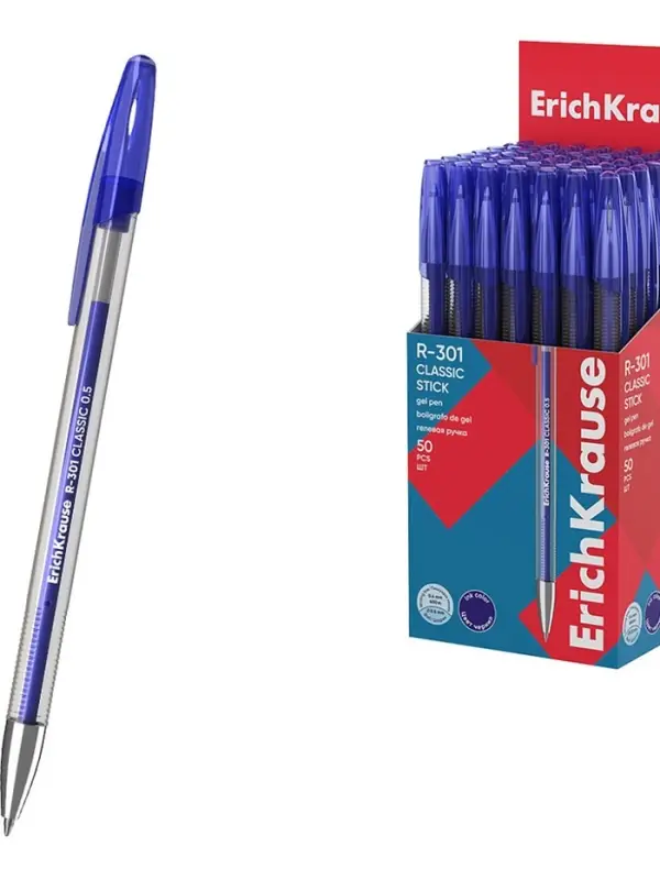 Ручка гелевая ErichKrause R=301 Gel Stick Classic, узел 0.5 мм, синяя