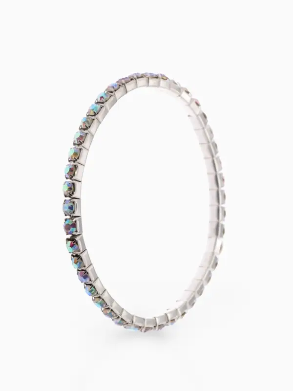 Браслет со стразами &laquo;Лёд&raquo;, d=5 см, 1 ряд, 4 мм, радужный в серебре