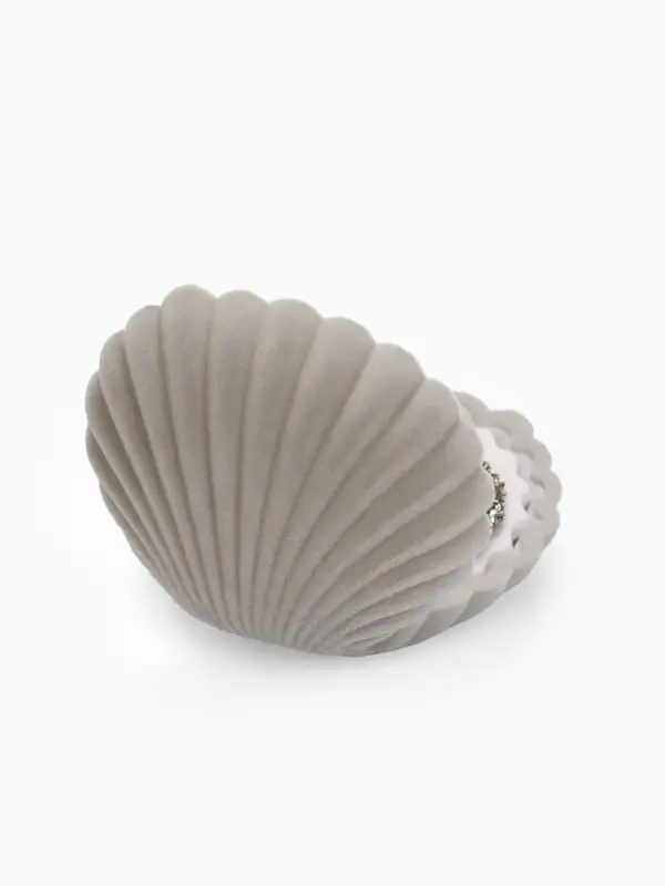 Футляр под кольцо, серьги &laquo;Ракушка&raquo;, бархатный, 6&times;5.5 см, серый