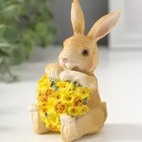 Сувенир полистоун "Зайчик с жёлтым цветочным сердцем" 11,5 см