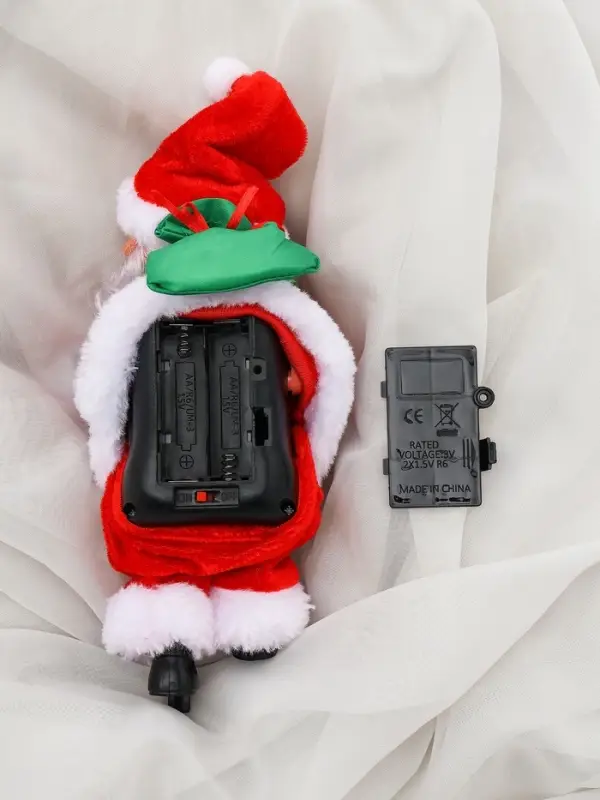 Дед Мороз "С мешком, на лестнице" 20х9 см, 65 см, движение, музыка, красный